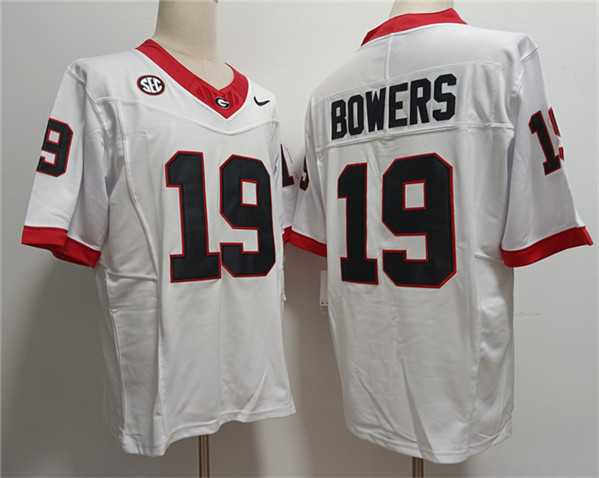 Mens Georgia Bulldogs #19 Brock Bowers White Stitched Jersey->georgia bulldogs->NCAA Jersey